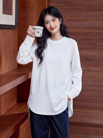 LS_Crew neck shoulder top