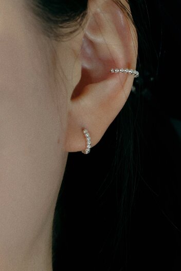 [SET] Mini bubble ball earrings + Mini bubble ear cuff 미니 버블 볼 원터치 귀걸이 + 미니 버블 볼 이어커프 세트