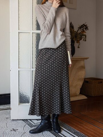 DA_Printed polka dot long skirt