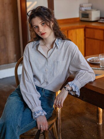 DA_Striped design blouse_2color