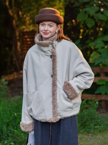 DA_Faux fur reversible stand jacket