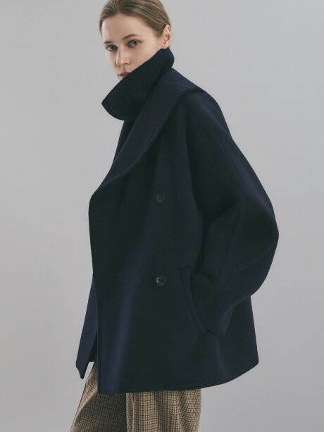 울 캐시미어 와이드 숄 카라 자켓 