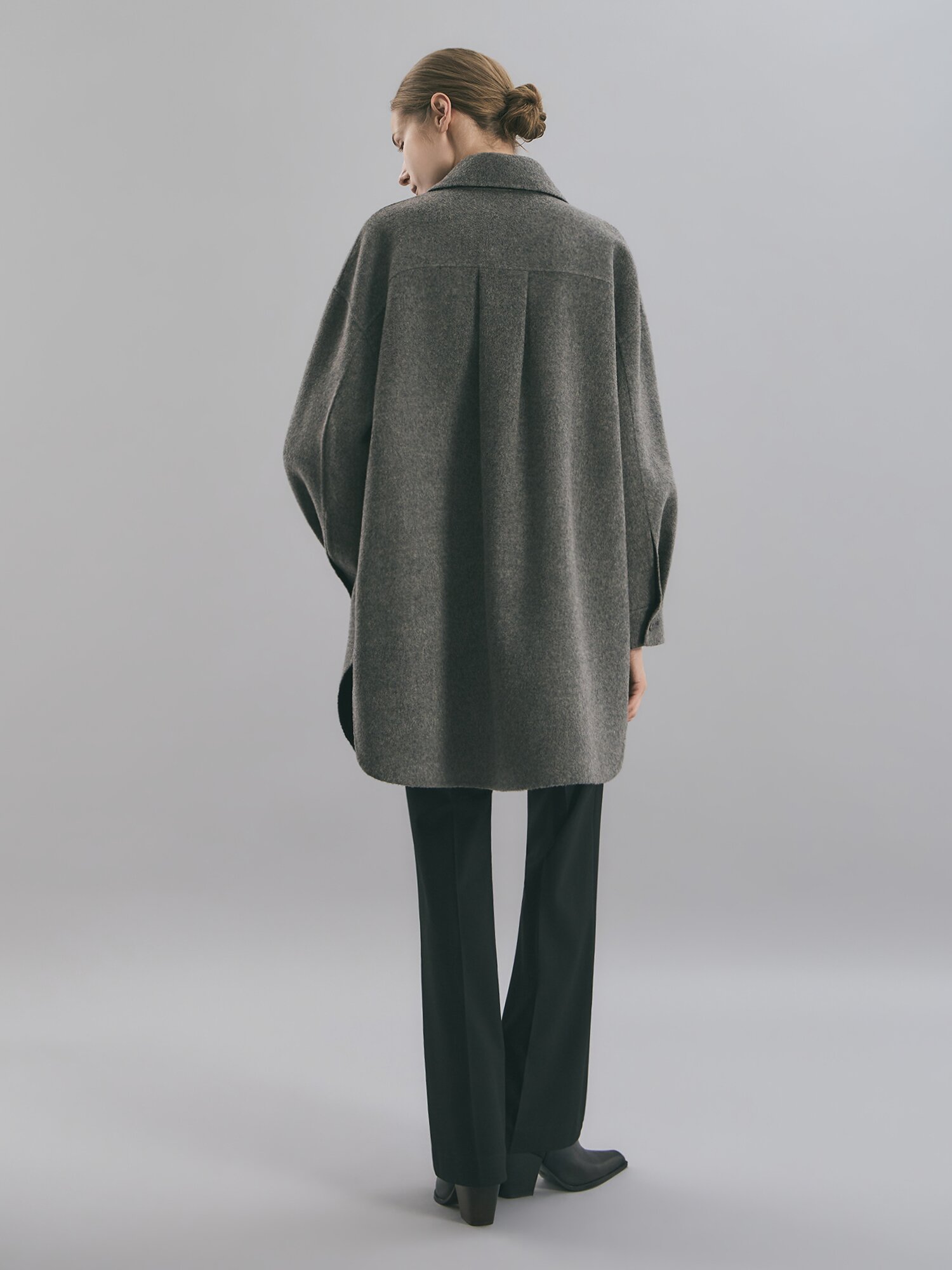 울 셔츠 칼라 하프 코트 (GREY)