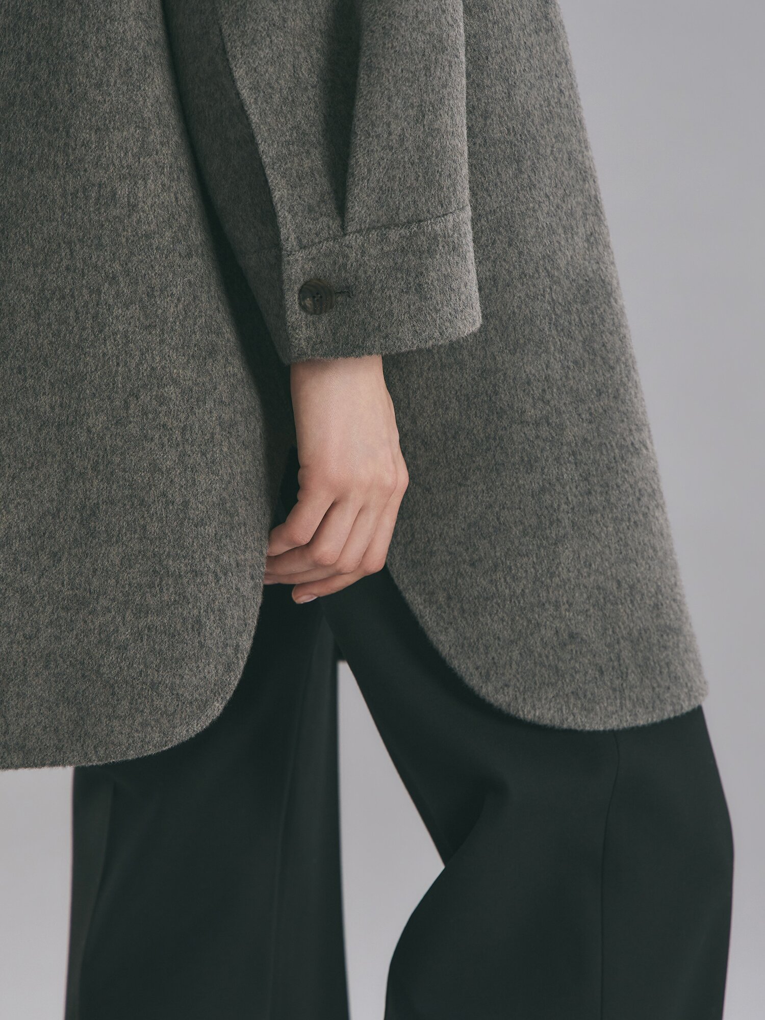 울 셔츠 칼라 하프 코트 (GREY)