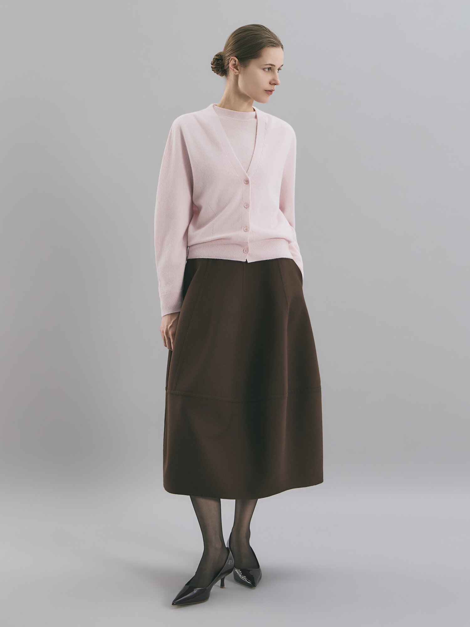 홀가먼트 캐시미어 브이넥 가디건 (LIGHT PINK)