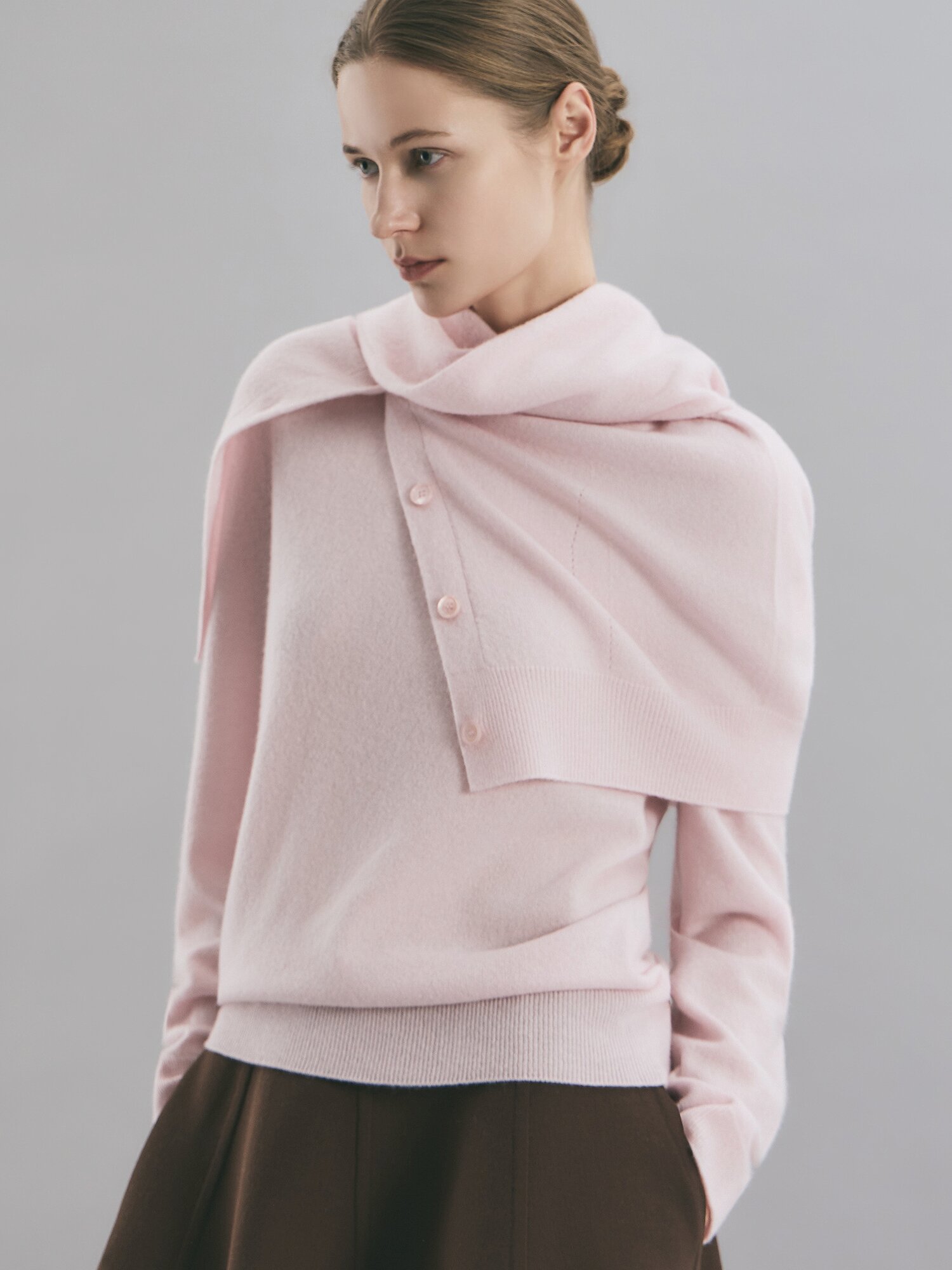 홀가먼트 캐시미어 브이넥 가디건 (LIGHT PINK)