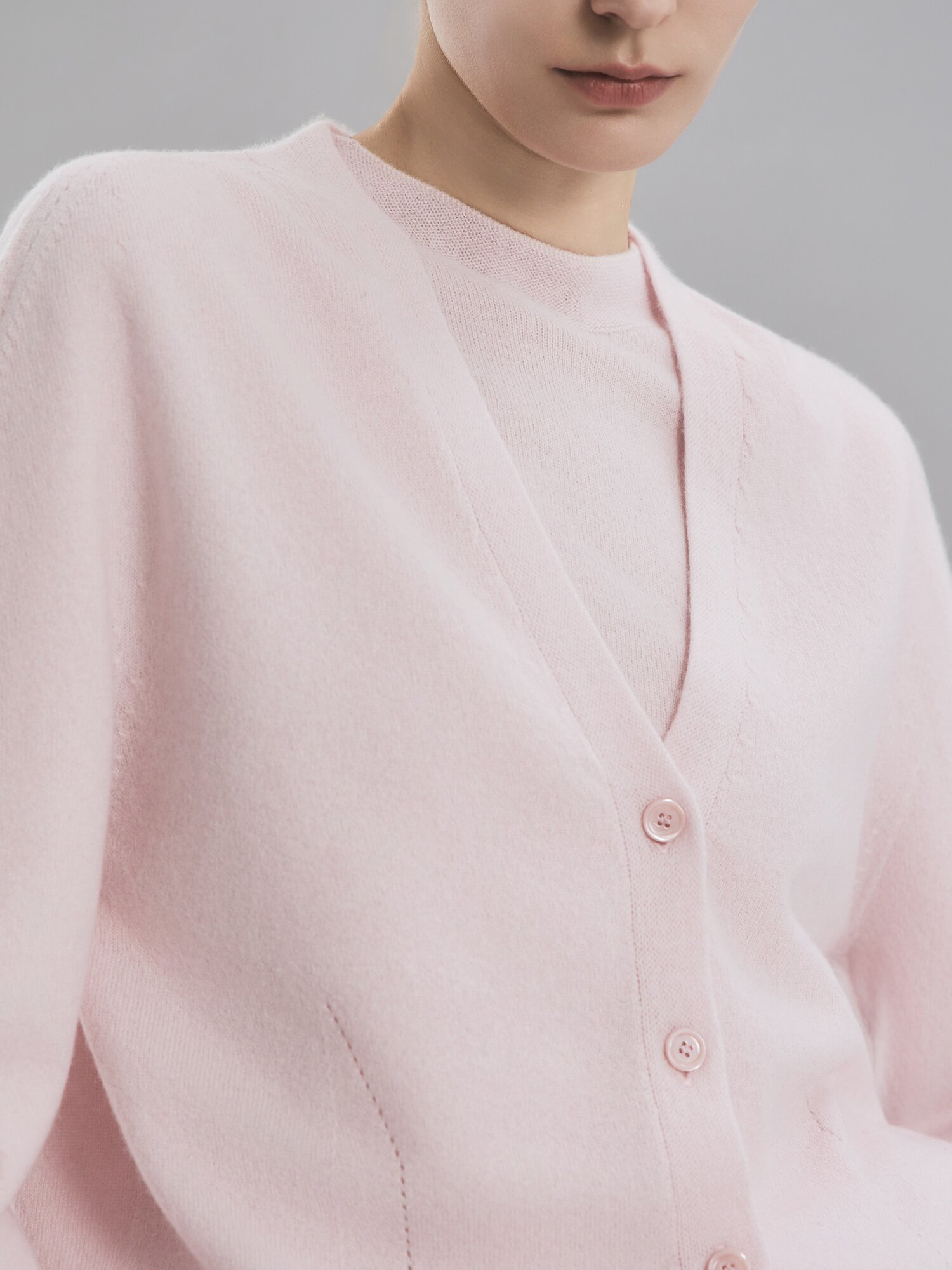 홀가먼트 캐시미어 브이넥 가디건 (LIGHT PINK)