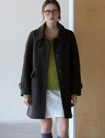 하버 스텐카라 부클 하프코트 BROWN