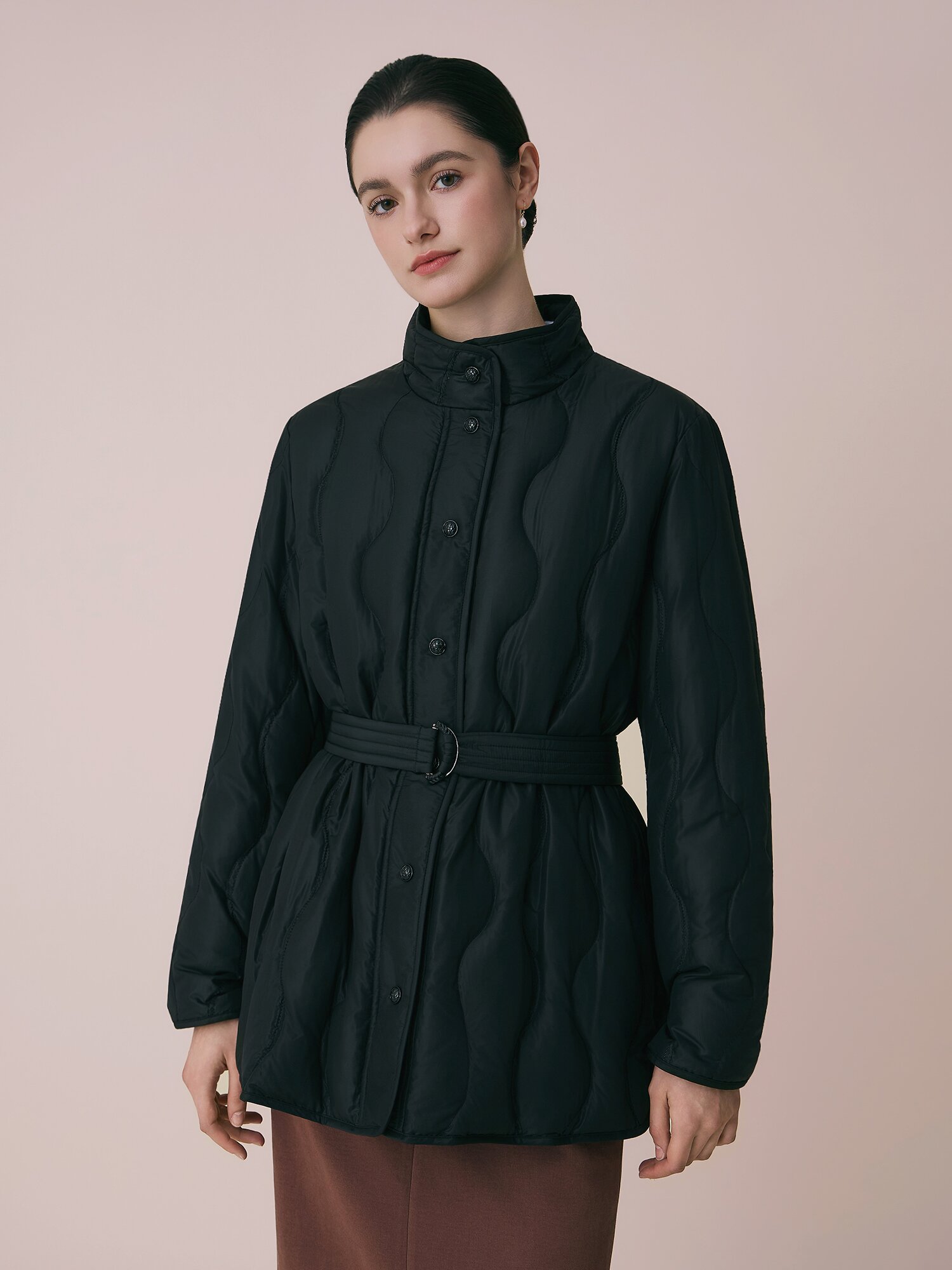 벨티드 퀼팅 구스다운 점퍼 (BLACK)
