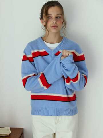 Jelly Wave V-neck Blue