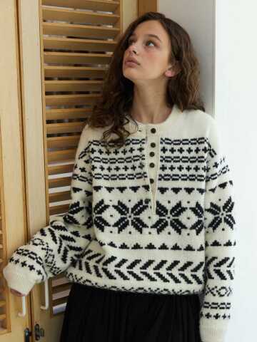 Oslo Henley Knit Cream