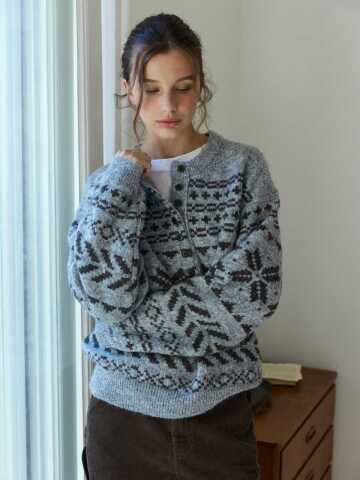 Oslo Henley Knit Melange