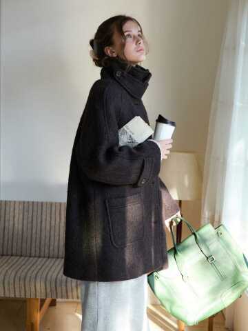 Fuzzy Alpaca Half Coat Chestnut