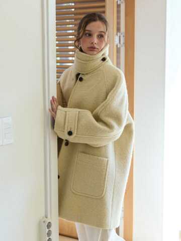Fuzzy Alpaca Half Coat Butter