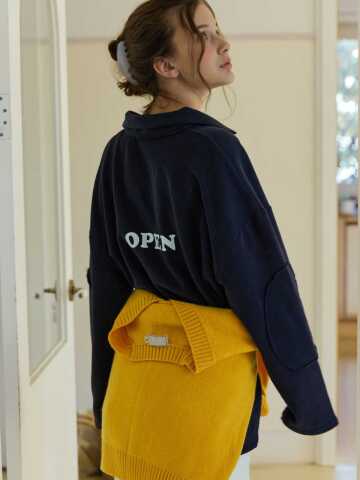 Brushed Collar Sweat Tee Navy