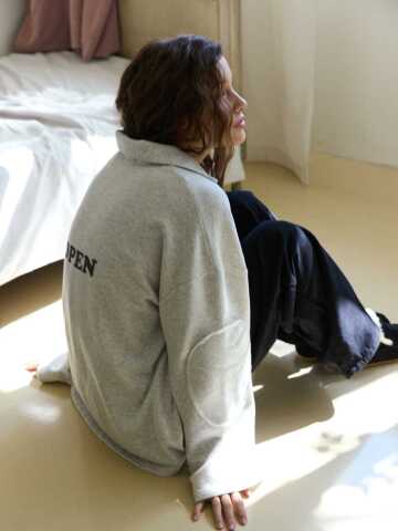 Brushed Collar Sweat Tee Light Melange