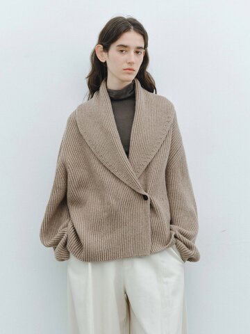 TG_Ribbed collar button cardigan